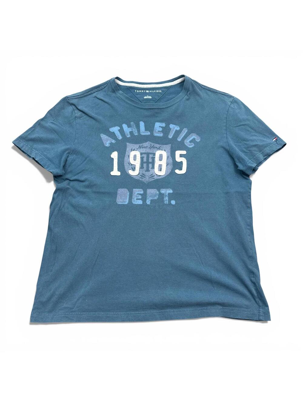 Tommy Hilfiger T Shirt Mens Size Medium Light Blue Athletic Dept. Big Logo Tee